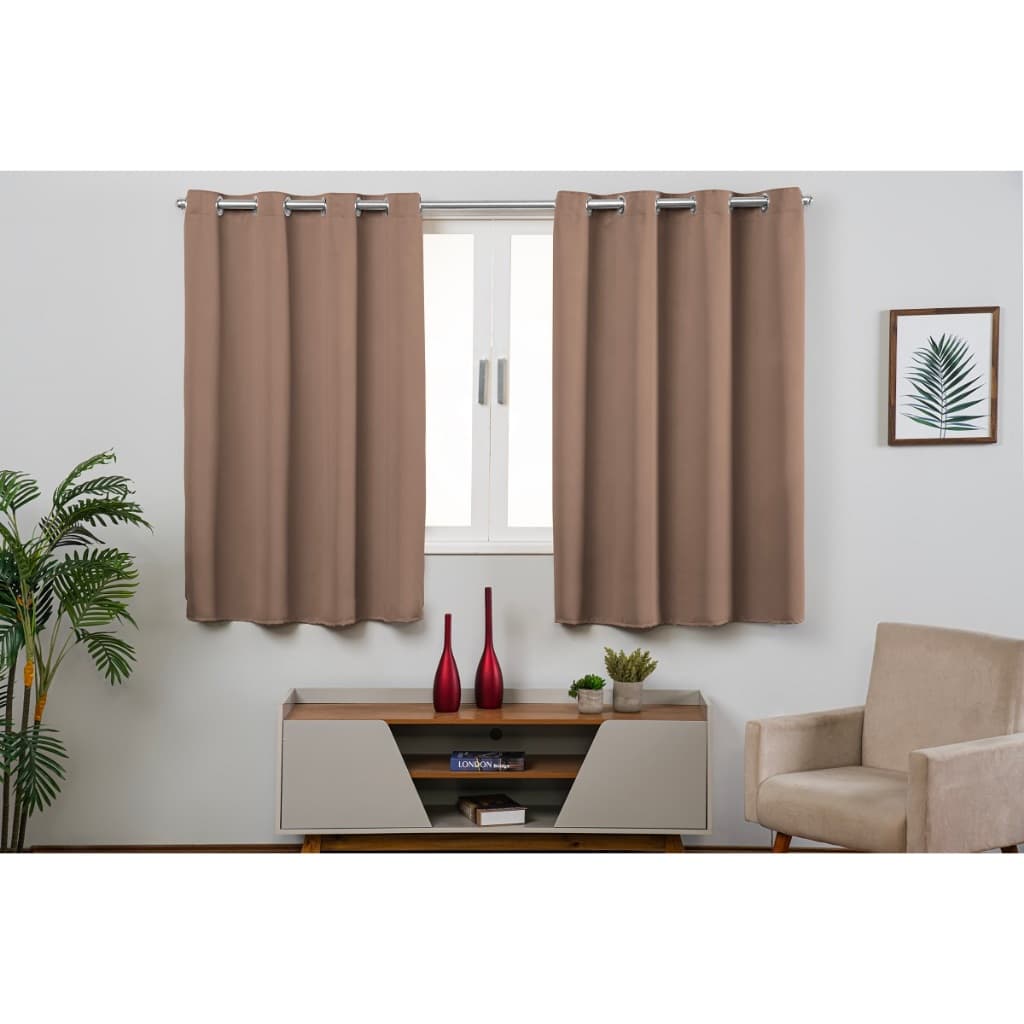 Cortinas Blackout Para Sala Ou Quarto Grossa 2,80m X 1,80m 100% Bloqueio Da Luz Solar Escritório Ilhoses Cromado NOVO
