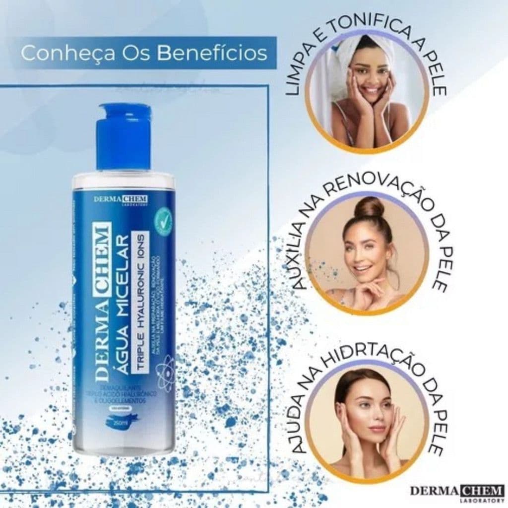 Demaquilante Água Micelar Renovação e Hidratação Facial Dermachem