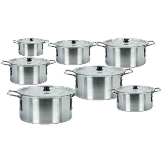 Kit 7un Caçarola Hotel C/tampa N° 26, 28, 30, 35, 40, 45, 50 em Alumínio Polido