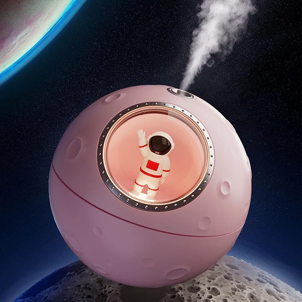 Umidificador De Ar Nave Astronauta Lua 300ml Difusor De Ar Ultrassônico Elétrico Luz LED Colorida Pulverizador Usb