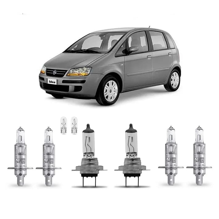 Kit 6 Lampada Farol e Milha Idea 2005 2006 2007 2008 2009 2010 H1 H7 H1