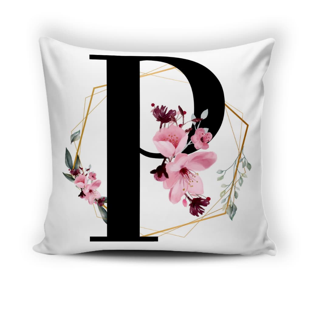 Capa Almofada Personalizada Letra Inicial Rosa Digital Alfabeto A B C Personalizado 43x43