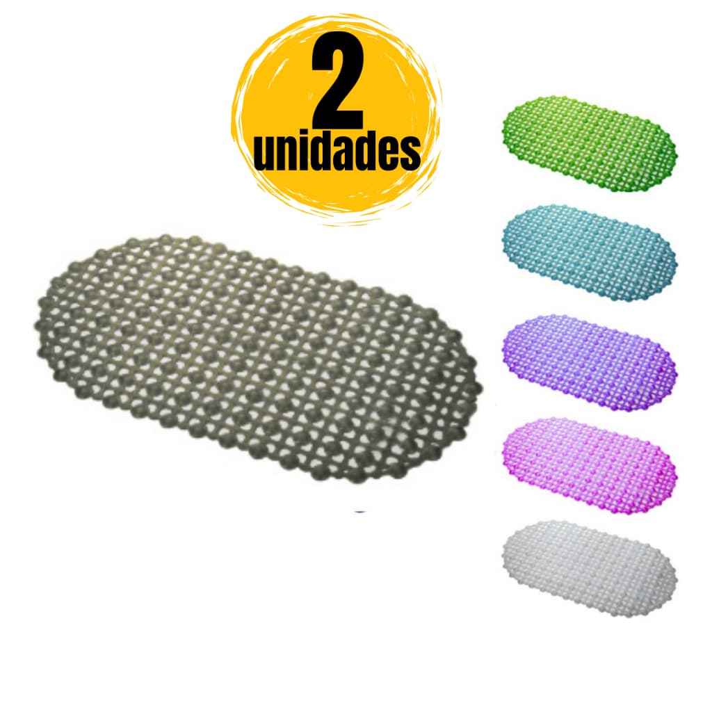 Tapete Banheiro Emborrachado Box Kit 2 Unidades Chuveiro Antiderrapante Borracha Silicone Bolinhas