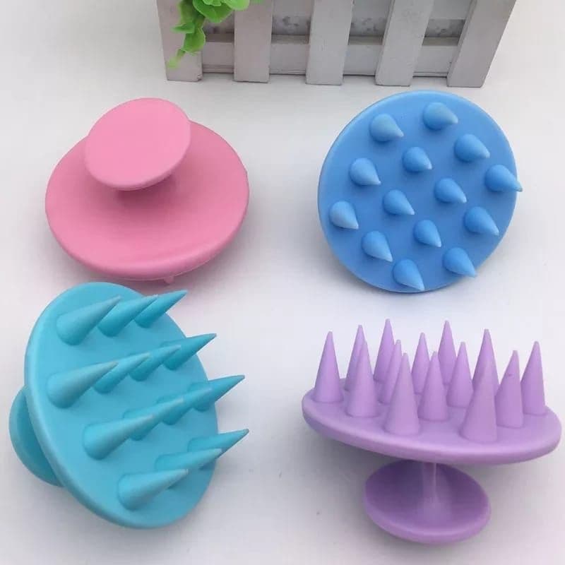 kit 4 Massageadora De Silicone Para Shampoo / Escova De Banho / Limpeza De Couro Cabeludo
