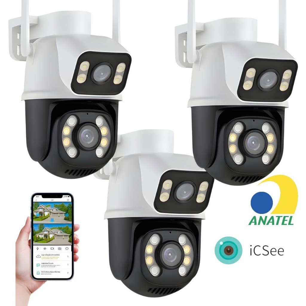 Kit 3 Câmeras De Segurança A28b Wi-fi Smart Camera Dupla 3mp Icsee