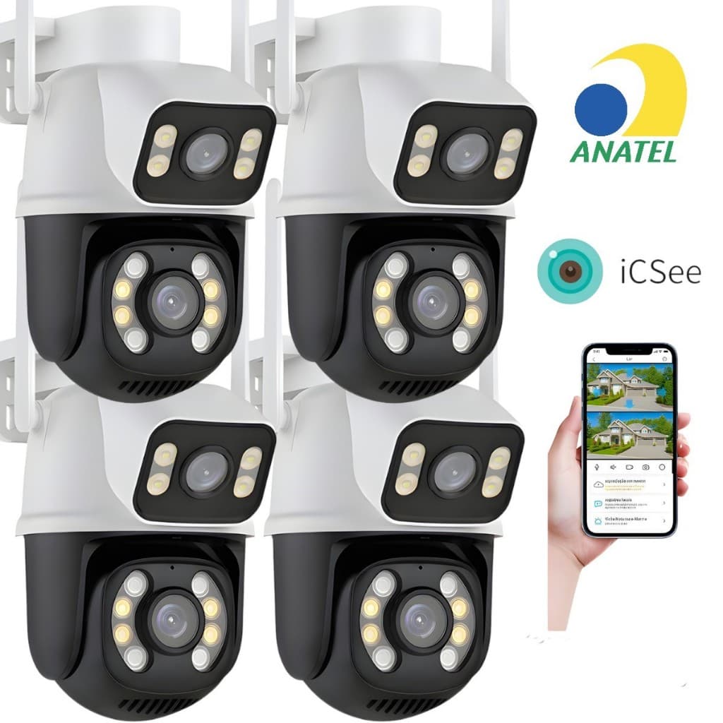 Kit 4 Câmeras De Segurança A28b Wi-fi Smart Camera Dupla 3mp Icsee