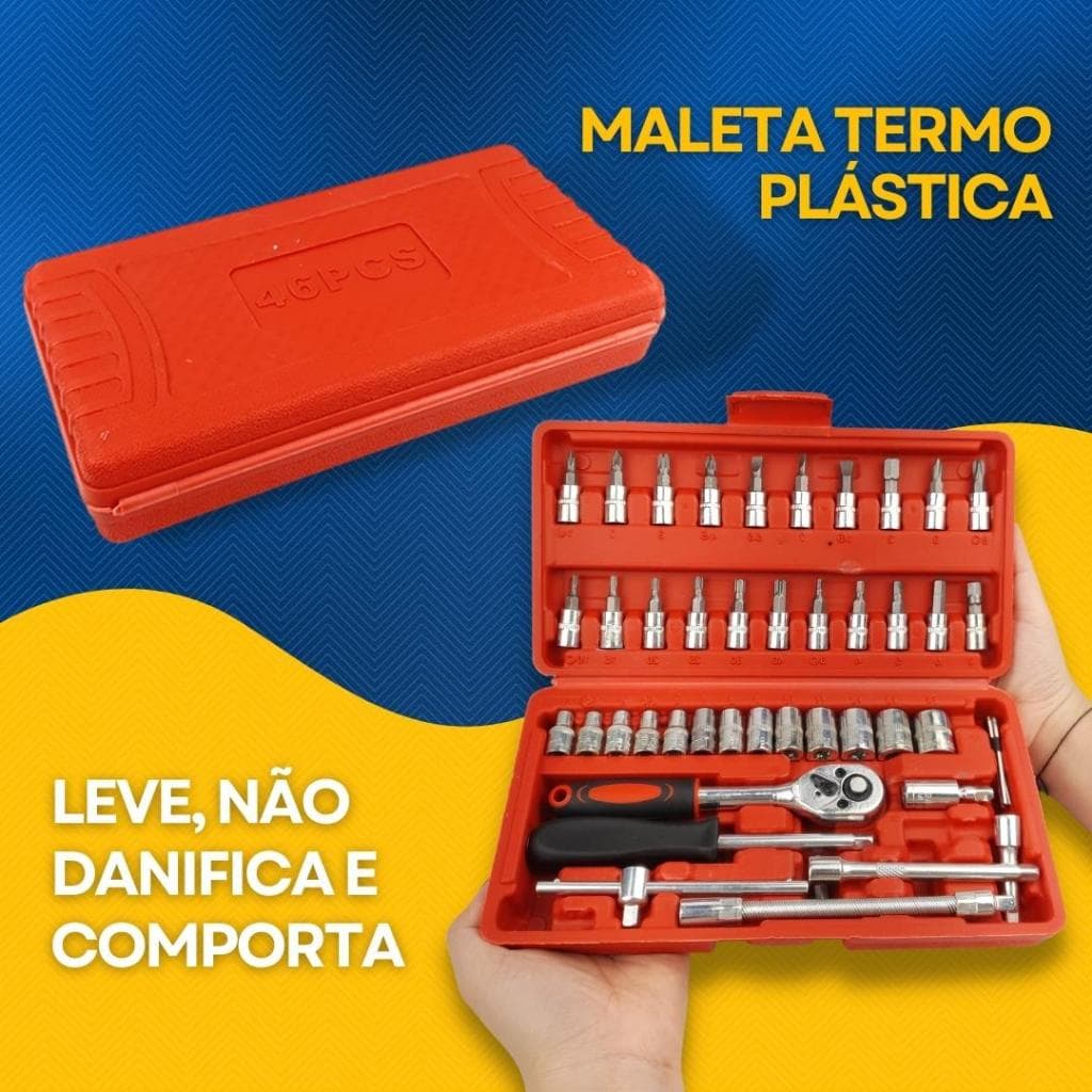 Jogo de Chaves 46 peças Catraca Soquete e Chave Allen - Completo - Mazzal