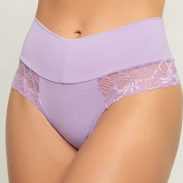 Kit 3 ou 5 Calcinhas Cós Alto com Renda em Microfibra Conforto Não Marca Forro 100% Algodão