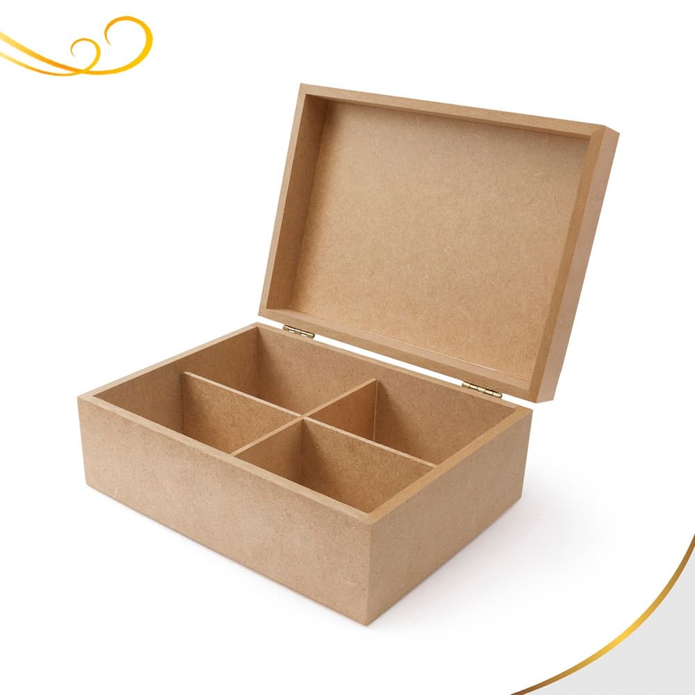 Caixa Com Dobradiça e Divisória Organizadora 20x15x8,5 em Mdf