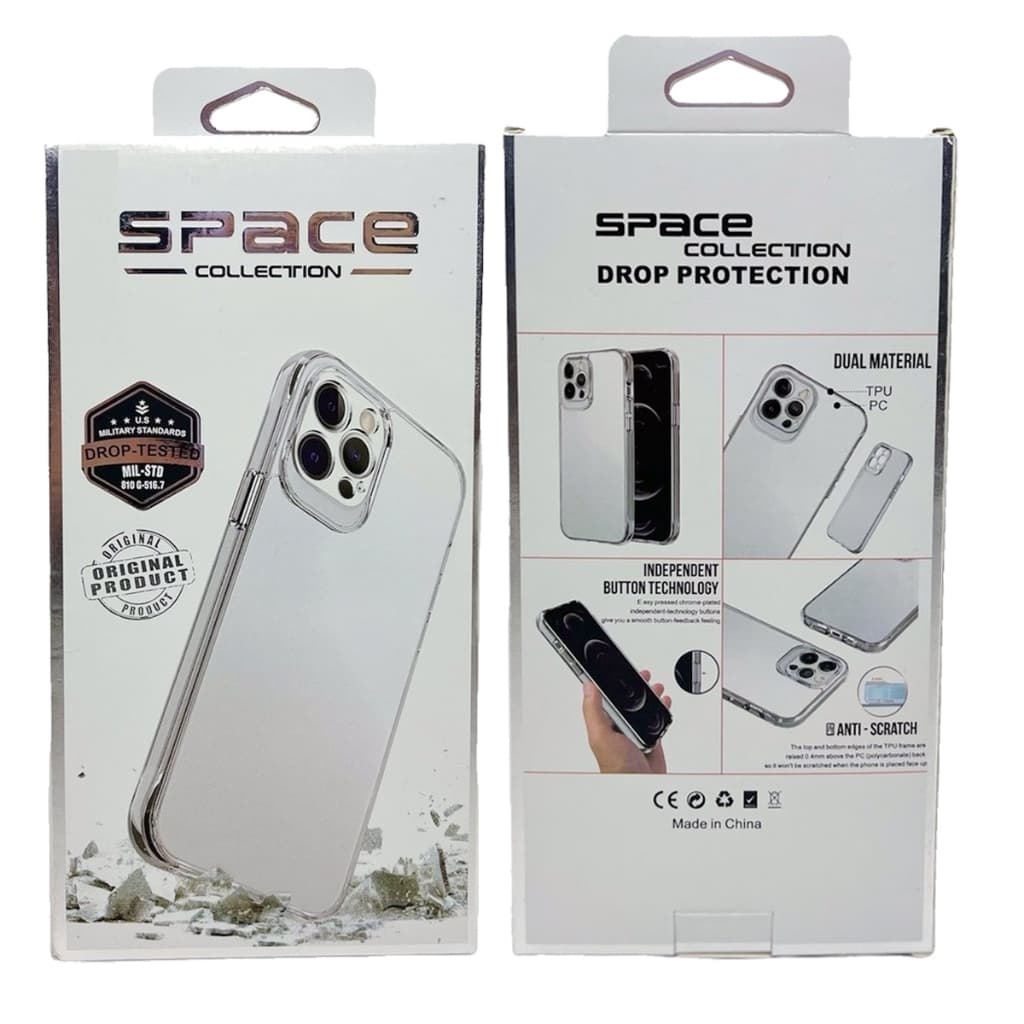 Capa Capinha Acrilico Transparente Anti Impacto Space Original (Não Amarela) do IPhone 11 ao 15 PRO MAX