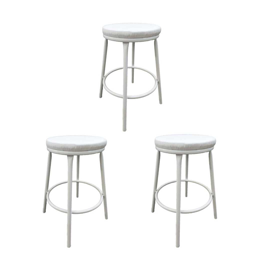Kit 3 Banqueta Baixa 50 Cm Sem Encosto Para Cozinha-mesa-bar Branco