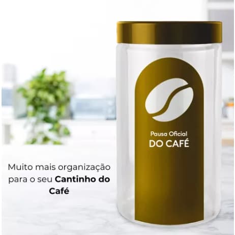 Pote Gold Café com Tampa Dourada Fosca 1,8L - Organização Estilosa para Sua Cozinha