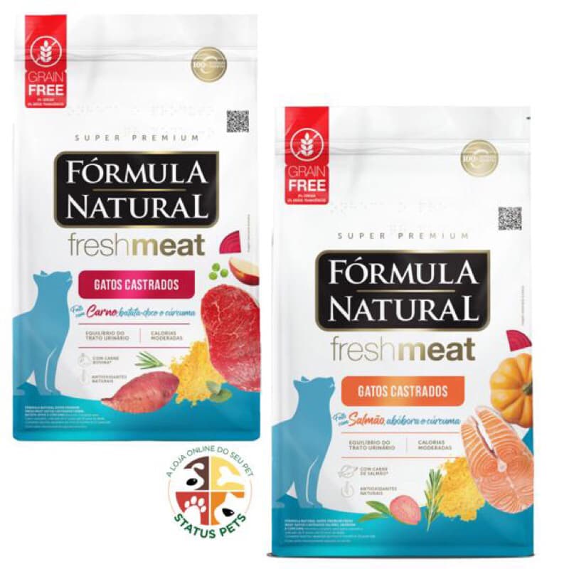 KIT COM 02 Ração Gatos Fórmula Natural Fresh Meat 500g para gatos - Castrados
