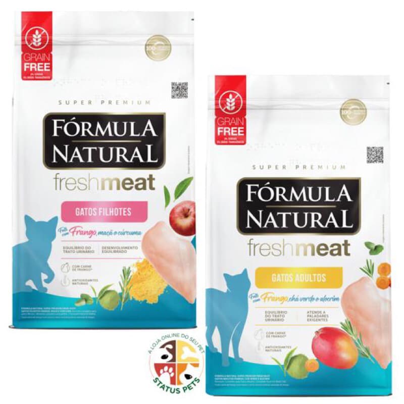 KIT COM 02 Ração Gatos Fórmula Natural Fresh Meat 500g para gatos