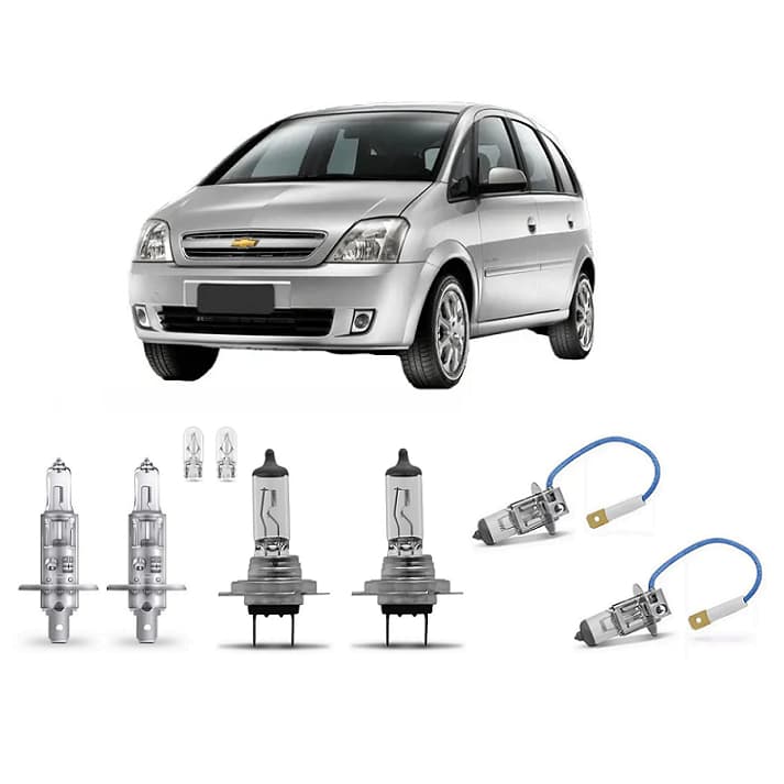Kit 6 Lampada Farol e Milha Meriva 2001 a 2012