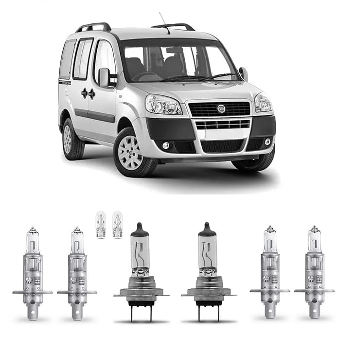 Kit 6 Lampada Farol e Milha Doblo 2003 a 2018 H1 H7 H1