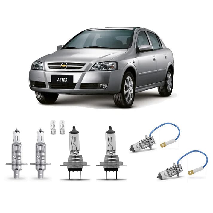 Kit 6 Lampada Farol e Milha Astra 2003 2004 2005 2006 2007 2008 2009 2010 2011 2012 H1 H3 H7