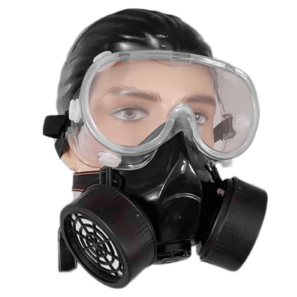 Kit Máscara Respirador Facial 2 Filtros Químico Gases Óculos