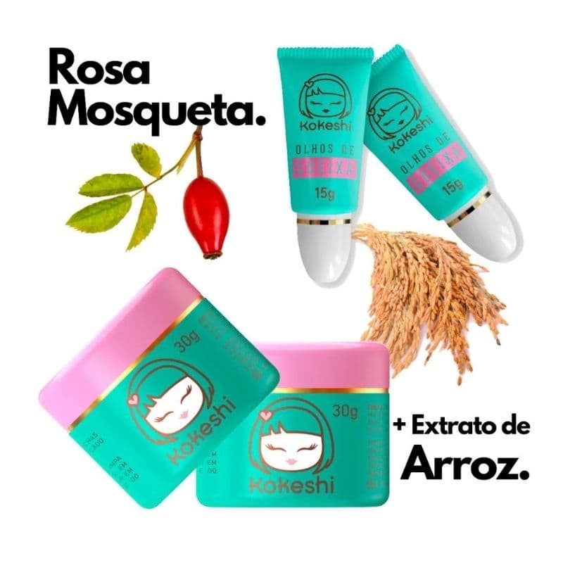 Super Kit Facial Hidratação Kokeshi - 2 Pele de Porcelana + 2 Olhos de Gueixa