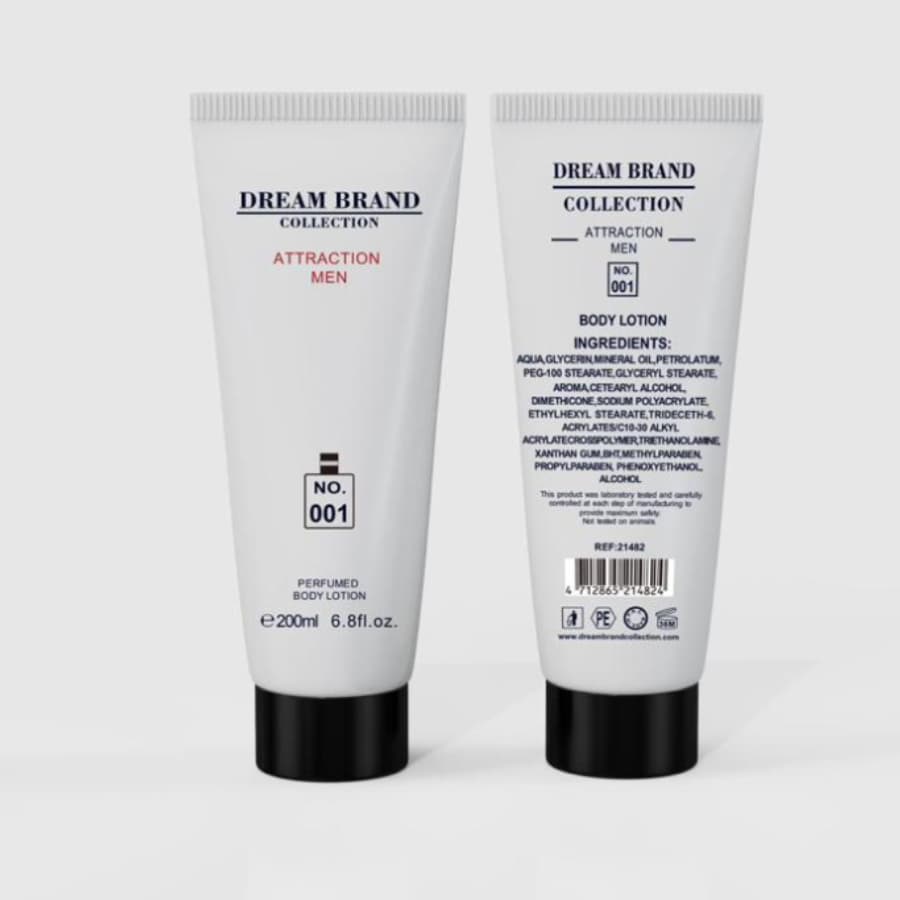 N° 001 - CREME HIDRATANTE CORPORAL PERFUMADO - DREAM BRAND COLLECTION - N° 001 - ATTRACTION MEN - 200ML