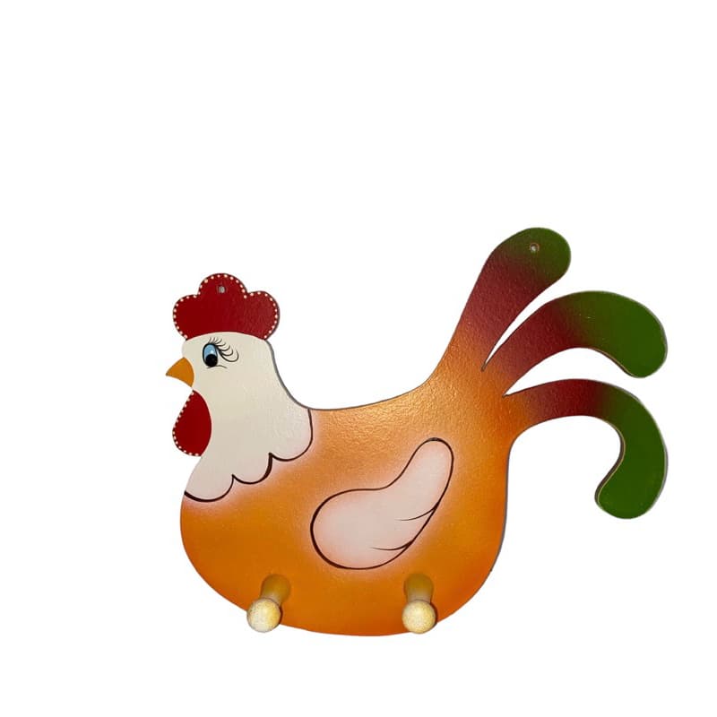 Cabideiro de Parede em MDF Galinha com dois ganchos