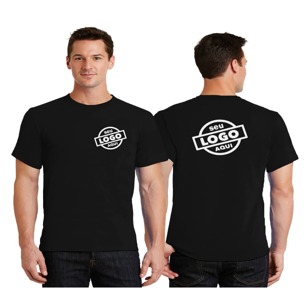 Camiseta Personalisada Sua Logo Frente e Costas 100% Algodão Reforço Ombro a Ombro
