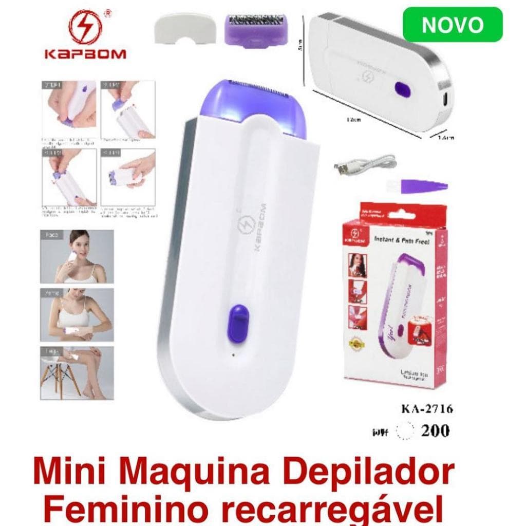 Mini Depilador Sem Fio Recarregável Elétrico Feminino Facial Corporal KA-2716