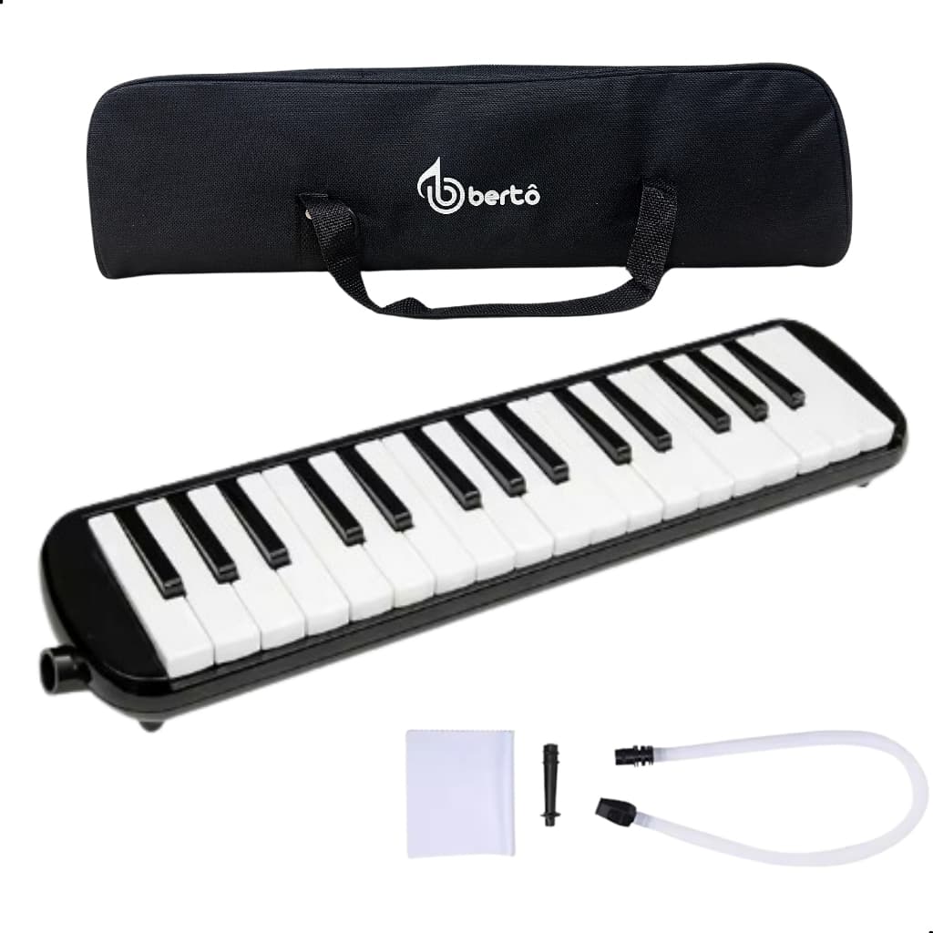 Escaleta 32 Teclas Melodica Bertô Preta + Capa + Bocal + Mangueira
