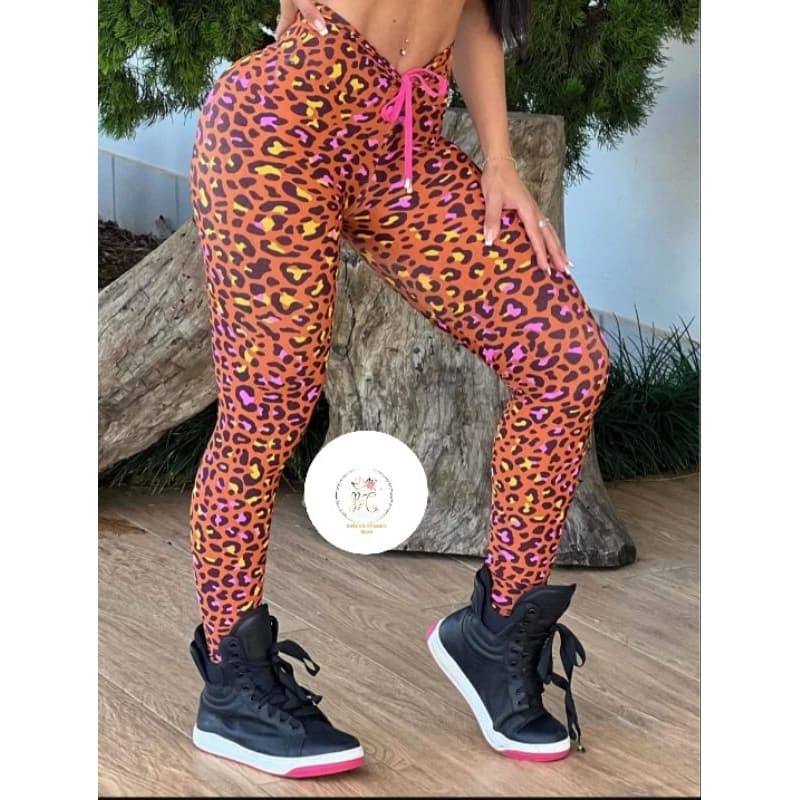 Calça Legging EMPINA BUMBUM com CORDINHA FITNESS ANIMAL PRINT
