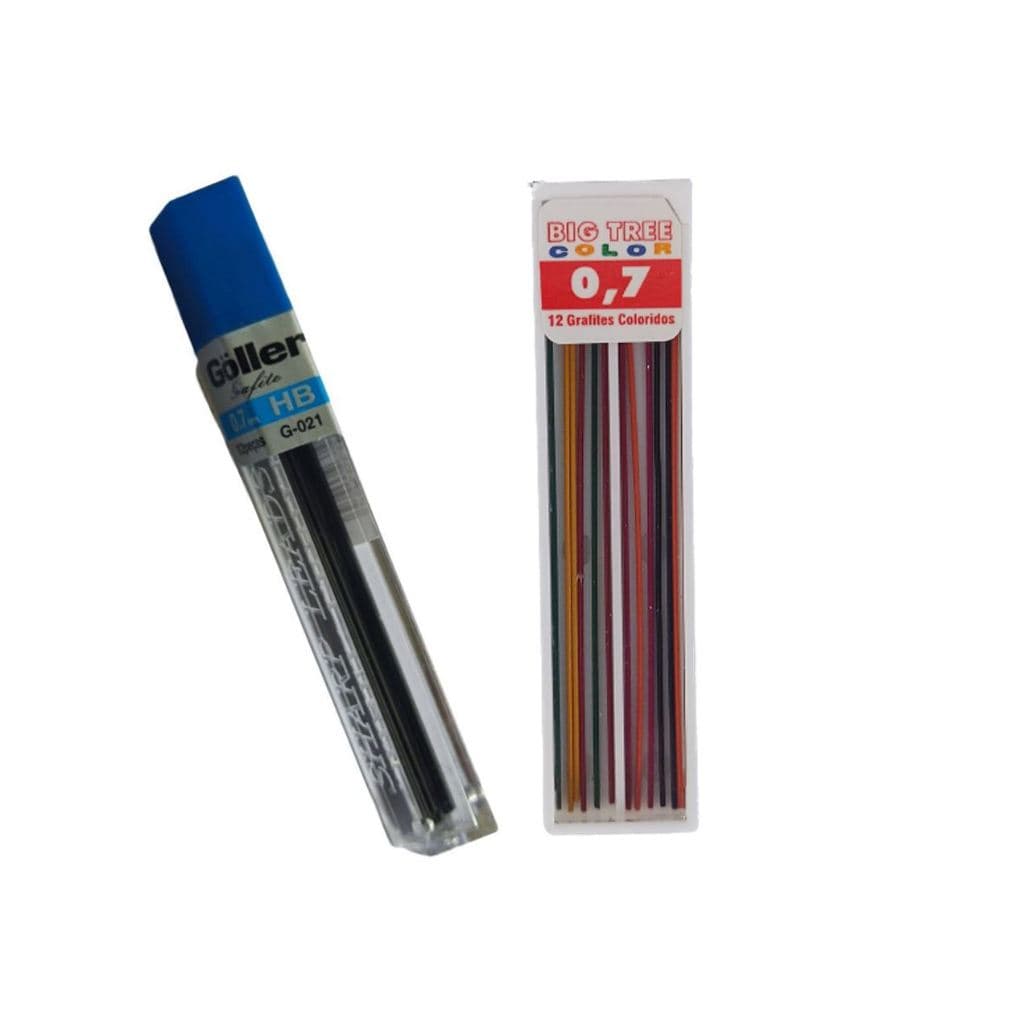 Kit Grafite Colorida Mais Grafite Preta 0.7 mm Para Lapiseira