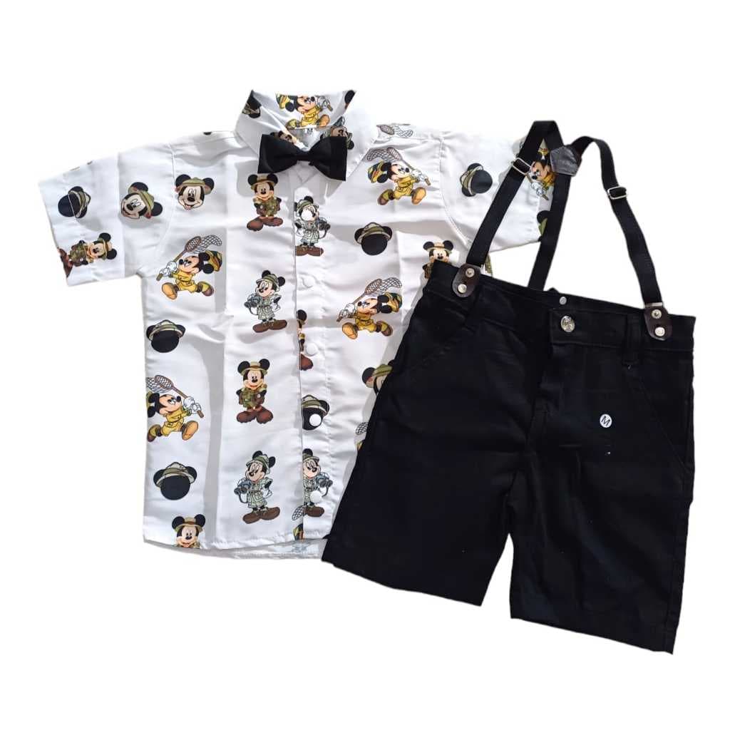 Conjunto Suspensório Temático MICKEY SAFARI Aniversários e Festas.