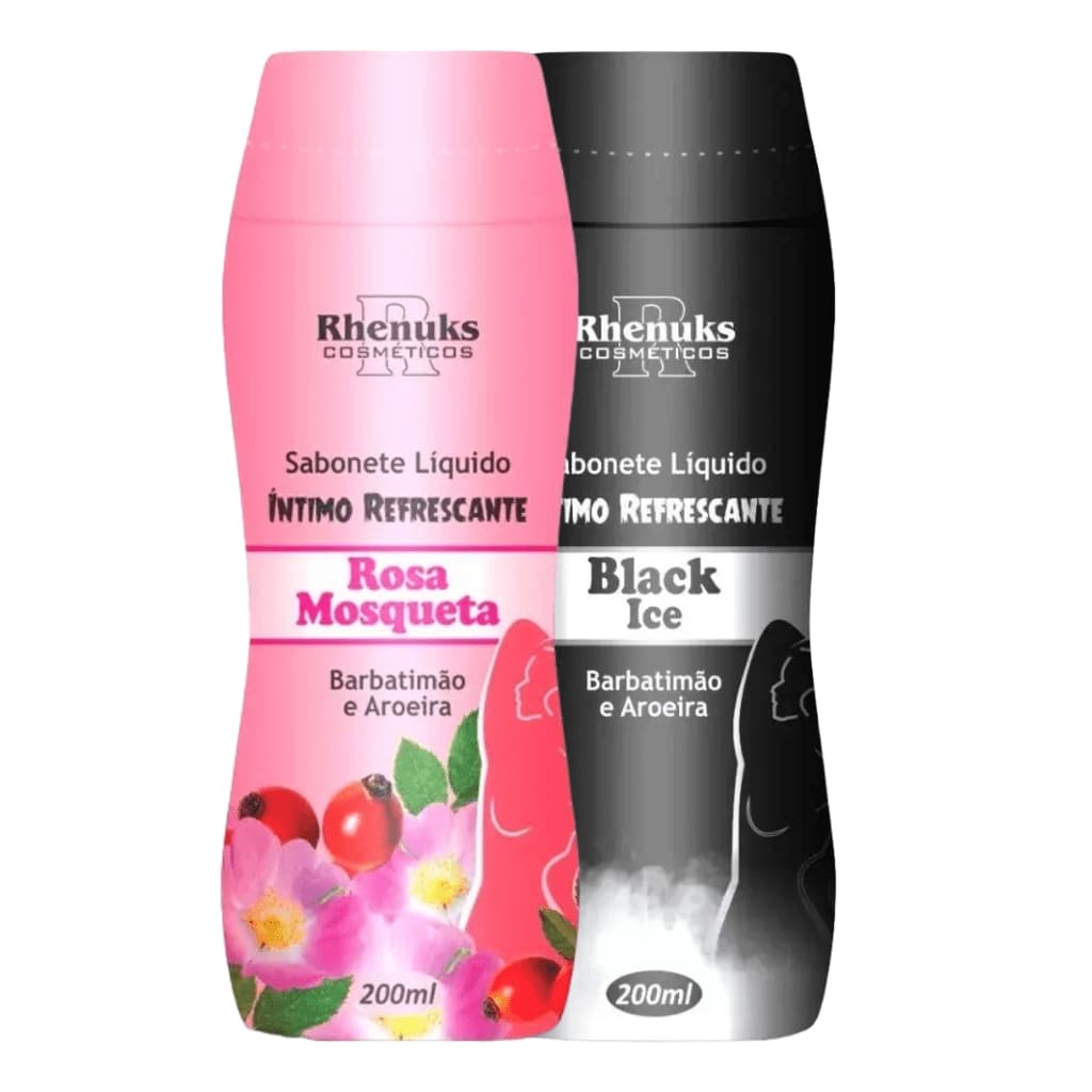 Kit Sabonete Íntimo Rosa Mosqueta E Black Ice 200ml