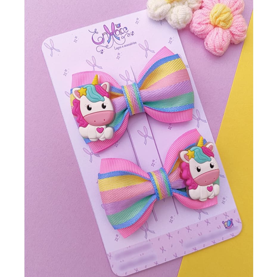 Laço unicórnio infantil bebê menina parzinho bico de pato/laço na faixinha de bebê/presilha/xuxinha rabicó