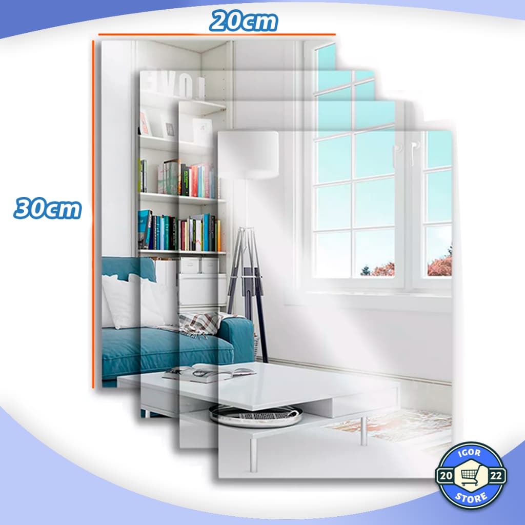 Kit 4x Espelhos Placa 30x40cm Com Adesivo Auto Colante Acrílico Envio Imediato