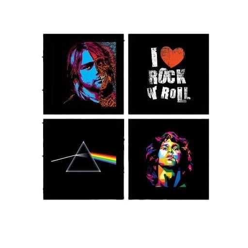 Kit 04 Quadro Madeira Decorativo Love Rock 48cm Sala Hall Quarto