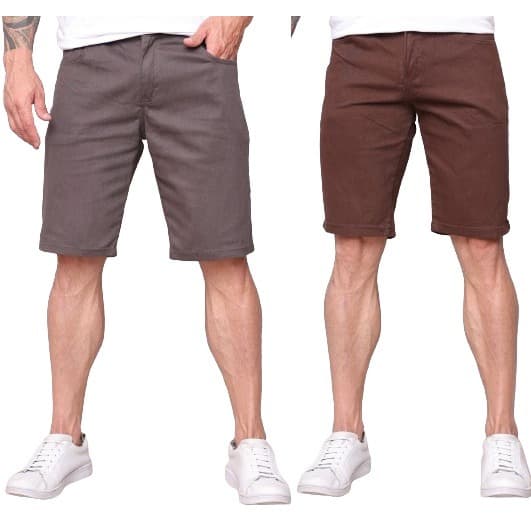 KIT 2 Bermuda Sarja Colorida Lycra Jeans Premium Masculino Diversas Cores
