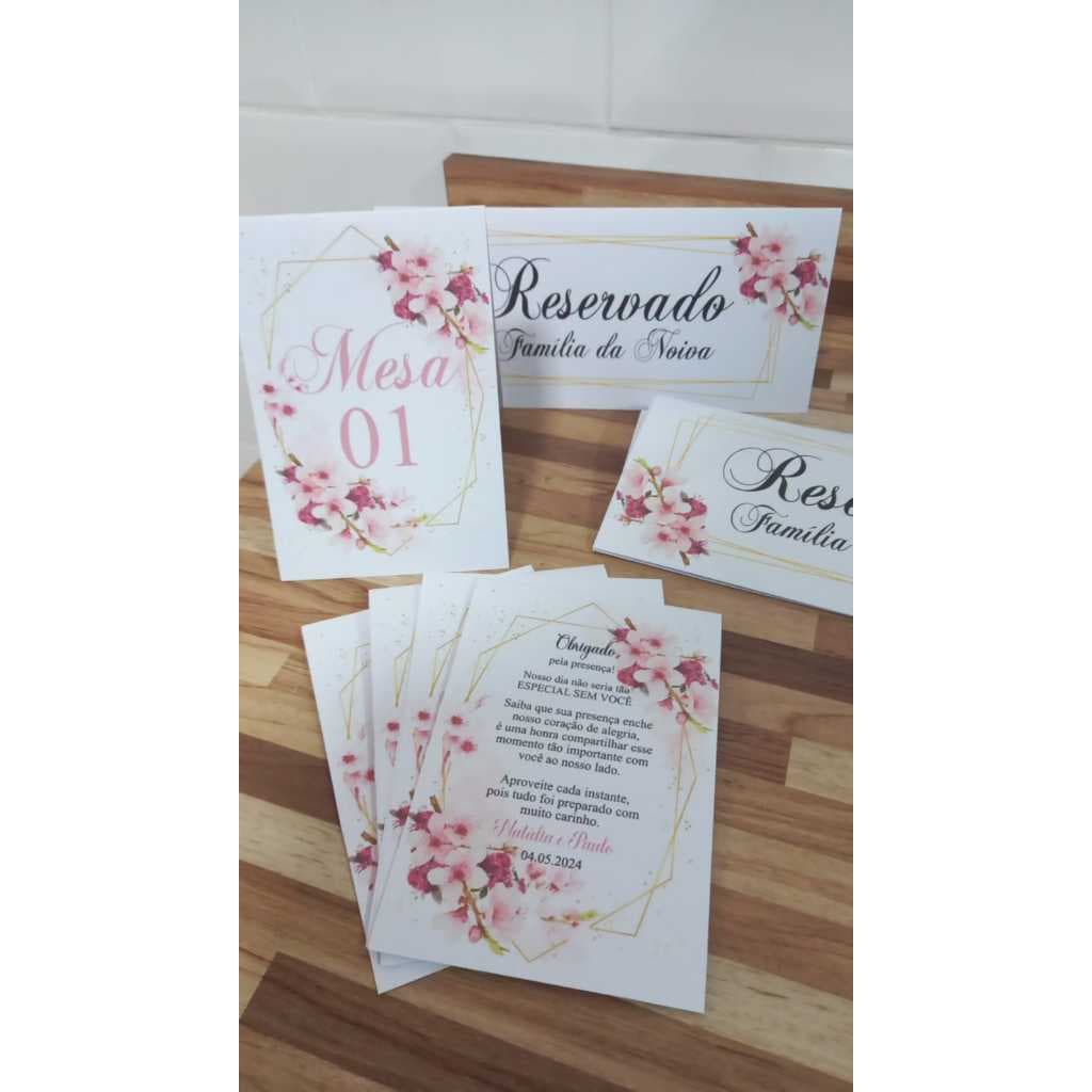 kit agradecimento e Reservados de mesa