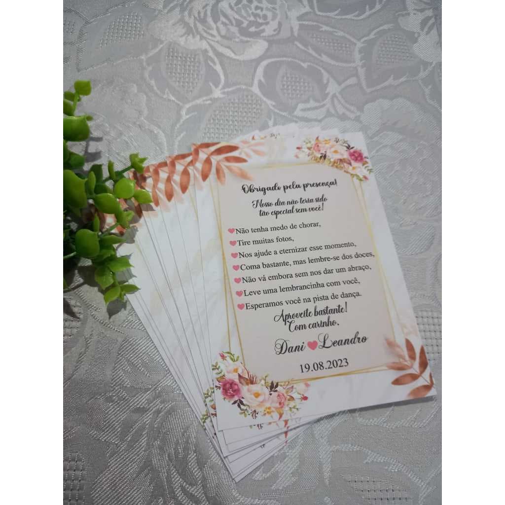 cartão agradecimento casamento