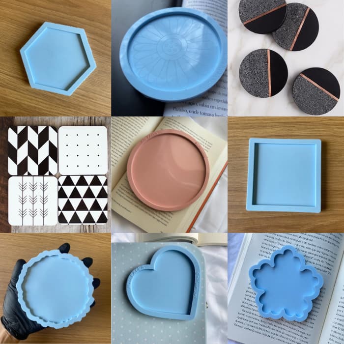 Molde Silicone Forma Geométrica Varios Modelos Porta Copo Resina Gesso Cimento