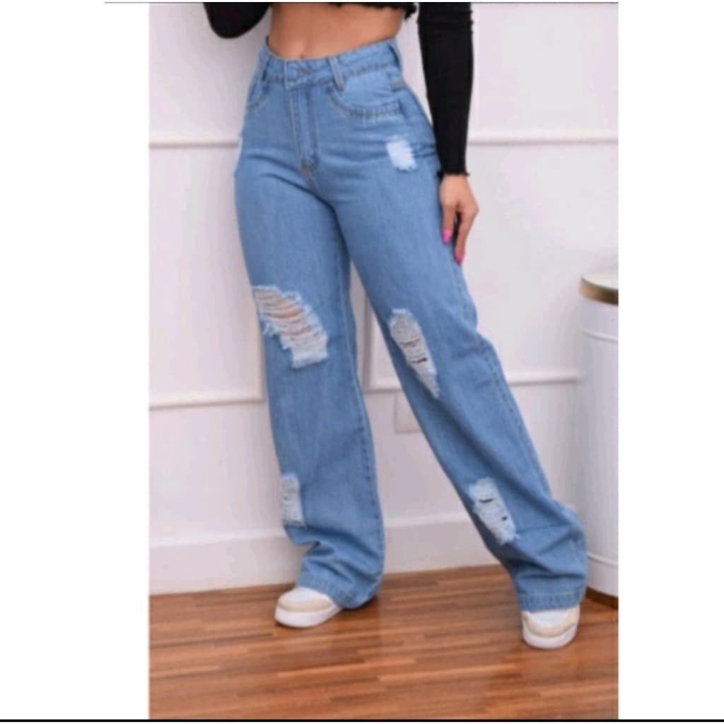 Calça Jeans  Wide Leg Pantalona wid Jeans Cintura Alta Calça Feminina