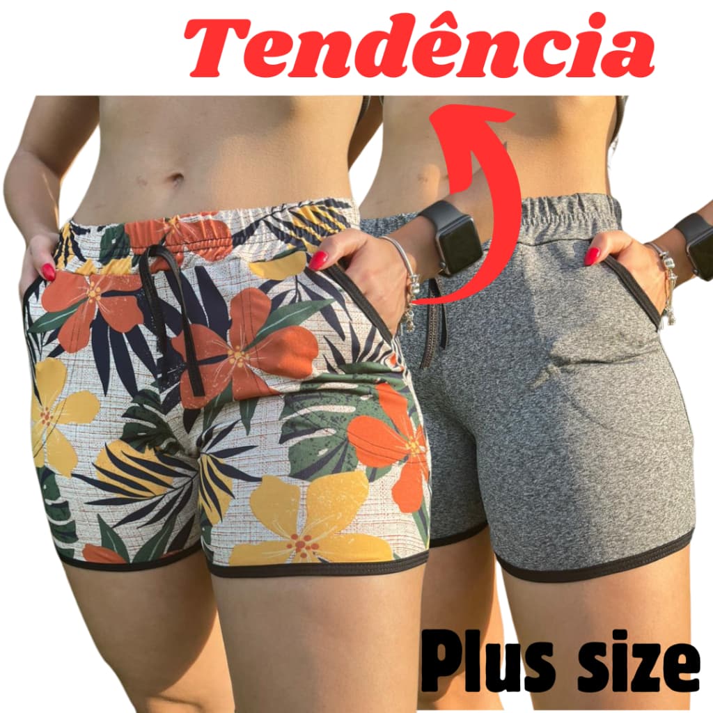 KIT C/ 2 Shortinho Moda Verão Com Bolso Soltinho Super Confortável