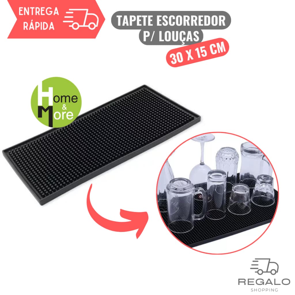 Tapete Escorredor Barman De PVC 15x30 Pequeno Para Copos Drinks Bar e Bares