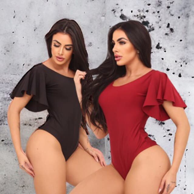 body feminino KIT 02 peças PROMOÇÃO bory maiô manga flare