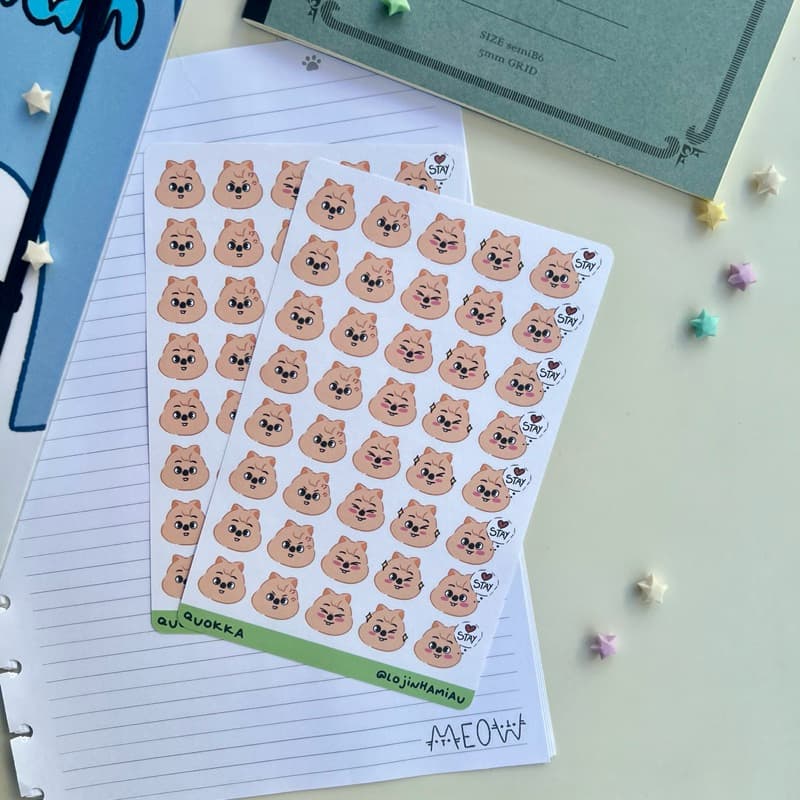Cartela de Adesivos para Planner Skzoo Quokka Kawaii