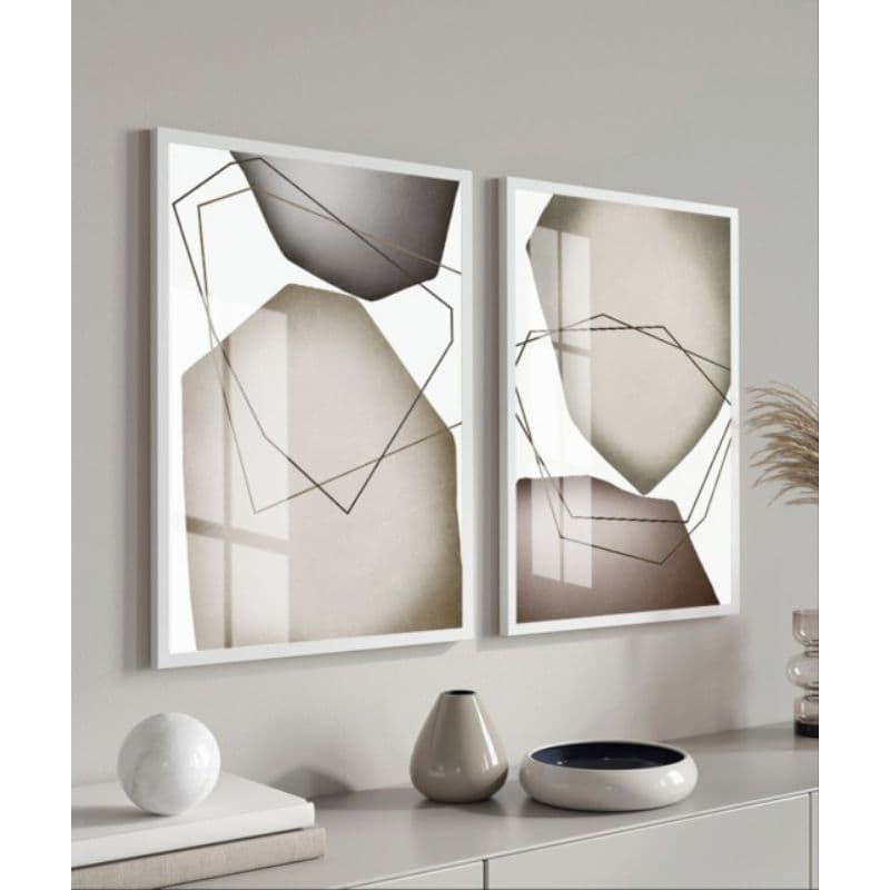 kit 2 Quadros Decorativos Abstratos Cinza