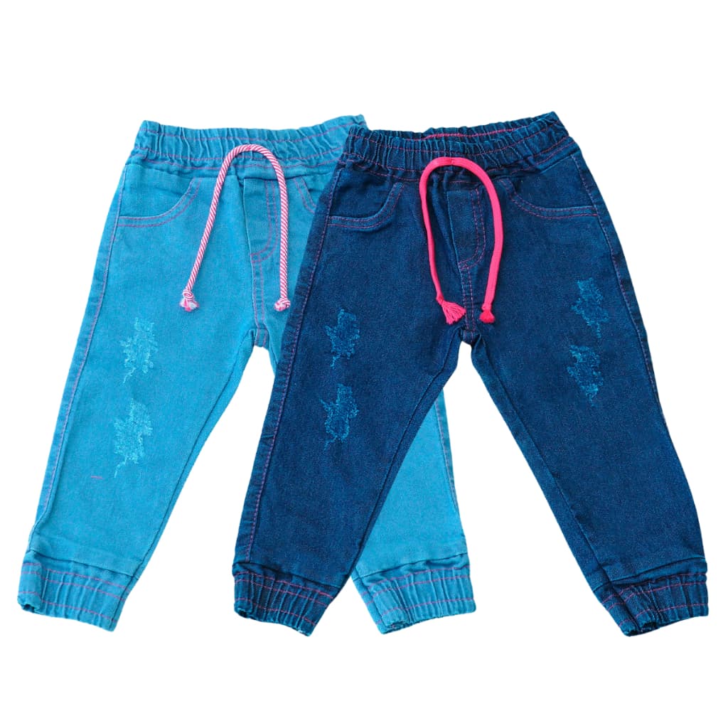 KIT 2 Calça Jeans Infantil jogger menina 1, 2 e 3 Anos