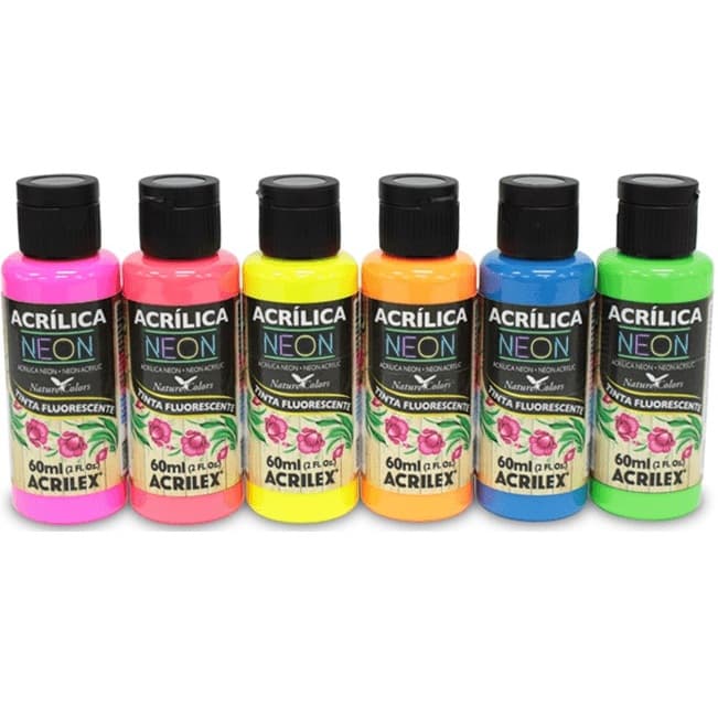 2 X Tinta Acrílica Fosca Neon 60ml Acrilex - Cores a Escolher