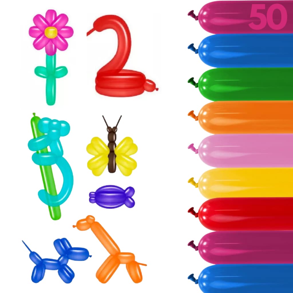 Balões Espaguete Tipo Canudo 50 Unid. Modelagem e Decoração de Festas Animador Surpresa Bexiga