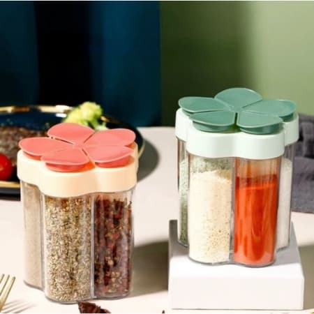 Pote Porta Tempero Temperos Contimentos E Alimentos 5 Em 1 Saleiro Pimenteiro com 5 Divisórias