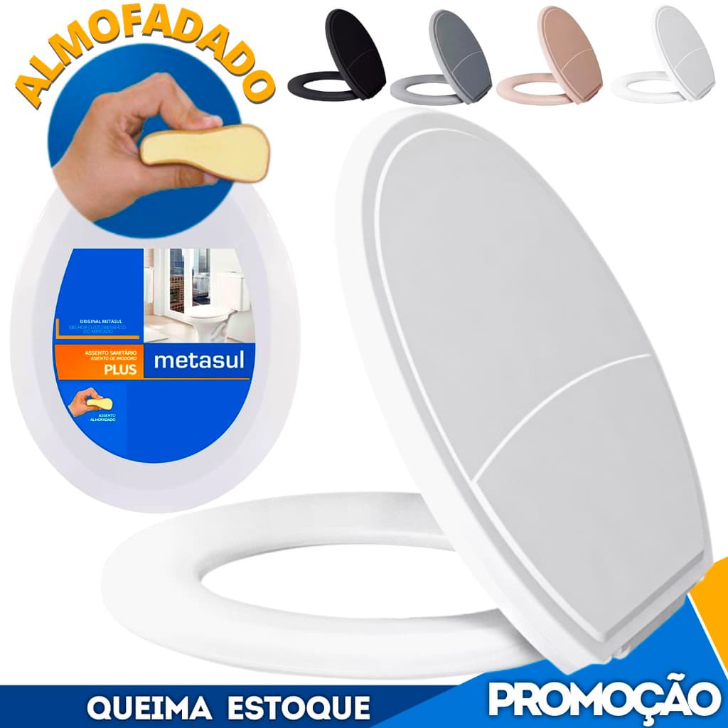 Assento Sanitário Tampa Vaso Almofadado Oval Deca Celite Logasa Incepa Slim Metasul